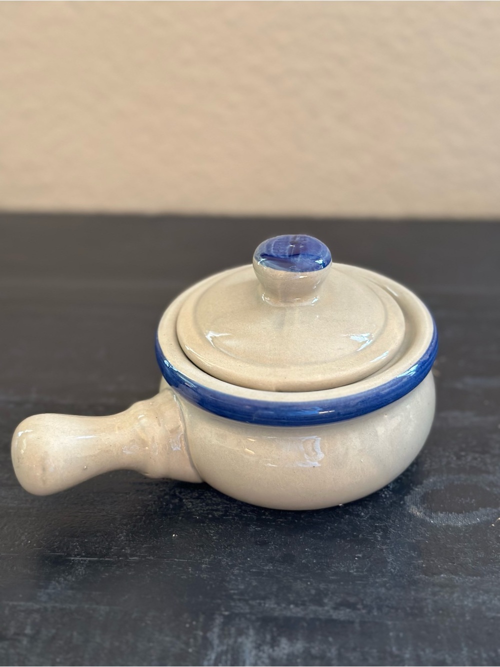 Vintage Stoneware Soup Crock Designed to Serve French Onion Soup.